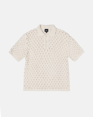 Stussy Big Mesh Polo Maglioni Bianche | 360ACZVLW