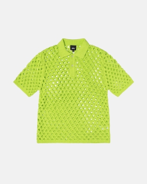 Stussy Big Mesh Polo Maglioni Verdi Chiaro | 413DCOXWZ