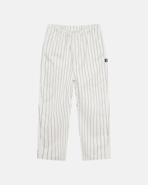 Stussy Brushed Beach Pantaloni Beige Strisce | 486QDTHWX