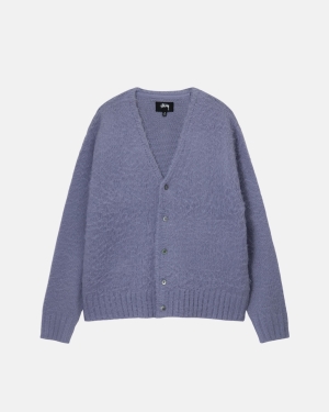 Stussy Brushed Cardigan Maglioni Lavanda | 605MBKUYQ