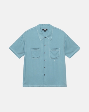 Stussy Contrast Pick Stitched Camicie Blu | 768UVDIYC