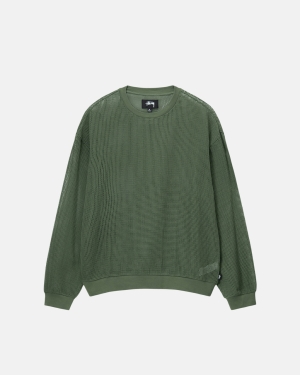 Stussy Cotone Mesh Ls Crew Camicie Verde Oliva | 634PFUIRM