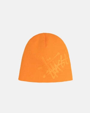 Stussy Debossed Basic Logo Skullcap Berretti Arancioni | 594OJFQWB