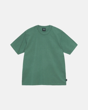 Stussy Heavyweight Pigment Dyed Crew Magliette Running Verdi Profondo | 574ZXQONC