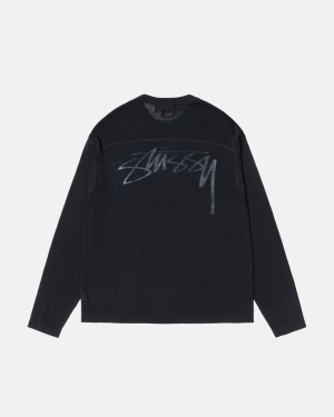 Stussy Leggere Football Crew Camicie Nere | 972UOZYMG