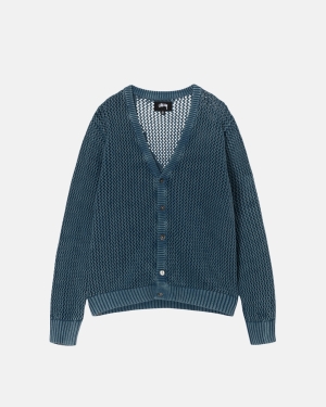 Stussy Loose Gauge Cardigan Maglioni Blu | 219VXJPYB