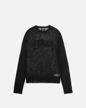 Stussy Loose Knit Logo Maglioni Nere | 174ZKDEYU