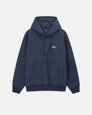 Stussy Overdyed Stock Logo Felpa con Cappuccio Blu Marino | 316QJMYLU