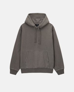 Stussy Pigment Dyed Fleece Felpa con Cappuccio Grigie | 174MLUAIE