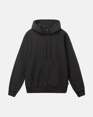 Stussy Pigment Dyed Fleece Felpa con Cappuccio Nere | 284NLGTEK