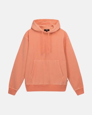 Stussy Pigment Dyed Fleece Felpa con Cappuccio Corallo | 849ORVLYF