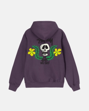 Stussy Skull Crest Felpa con Cappuccio Viola | 341MUDJBP