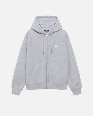 Stussy Stock Logo Zip Felpa con Cappuccio Grigie | 025WNUCZD