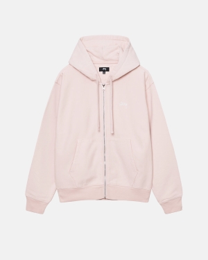 Stussy Stock Logo Zip Felpa con Cappuccio Rosa | 539BZSVKC