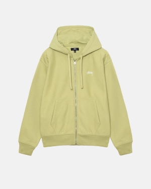 Stussy Stock Logo Zip Felpa con Cappuccio Verdi | 689VJXHWM