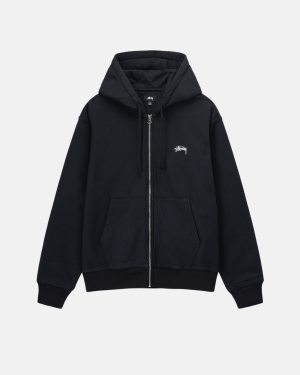 Stussy Stock Logo Zip Felpa con Cappuccio Nere | 953JSVHAN