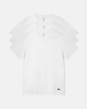 Stussy Undershirt - 3 Pack Magliette Running Bianche | 657HLFCIJ