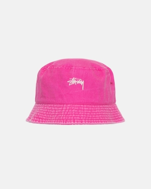 Stussy Washed Stock Bucket Cappelli Magenta | 495DPZAIR