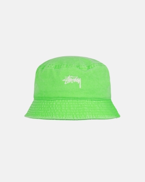 Stussy Washed Stock Bucket Cappelli Menta | 206CERKXG