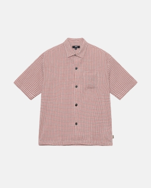 Stussy Wrinkly Gingham Ss Camicie Rosa | 367BQPKTI